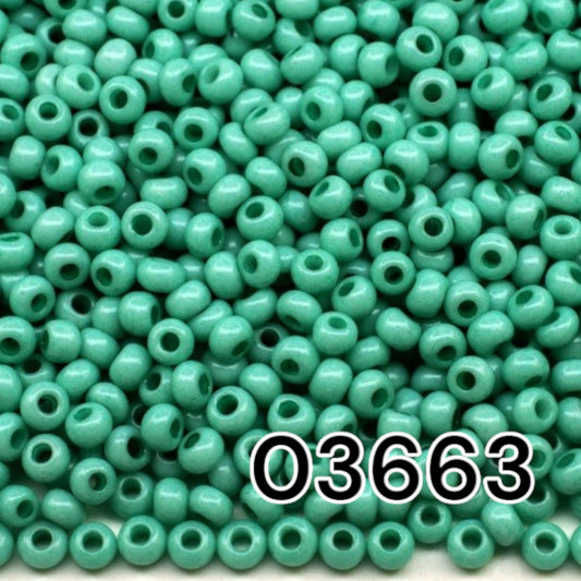 10/0 03663 Preciosa Seed Beads. Turquoise chalk - Solgel dyed.