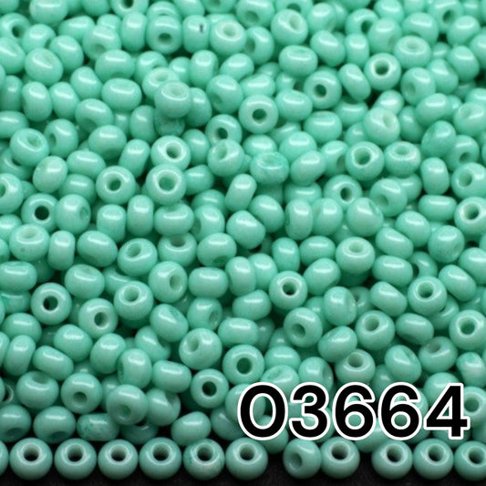 03664 Czech seed beads PRECIOSA round 10/0 turquoise. Chalk - Solgel Dyed.