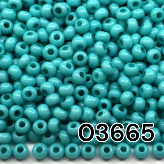 03665 Czech seed beads PRECIOSA round 10/0 turquoise. Chalk - Solgel Dyed.