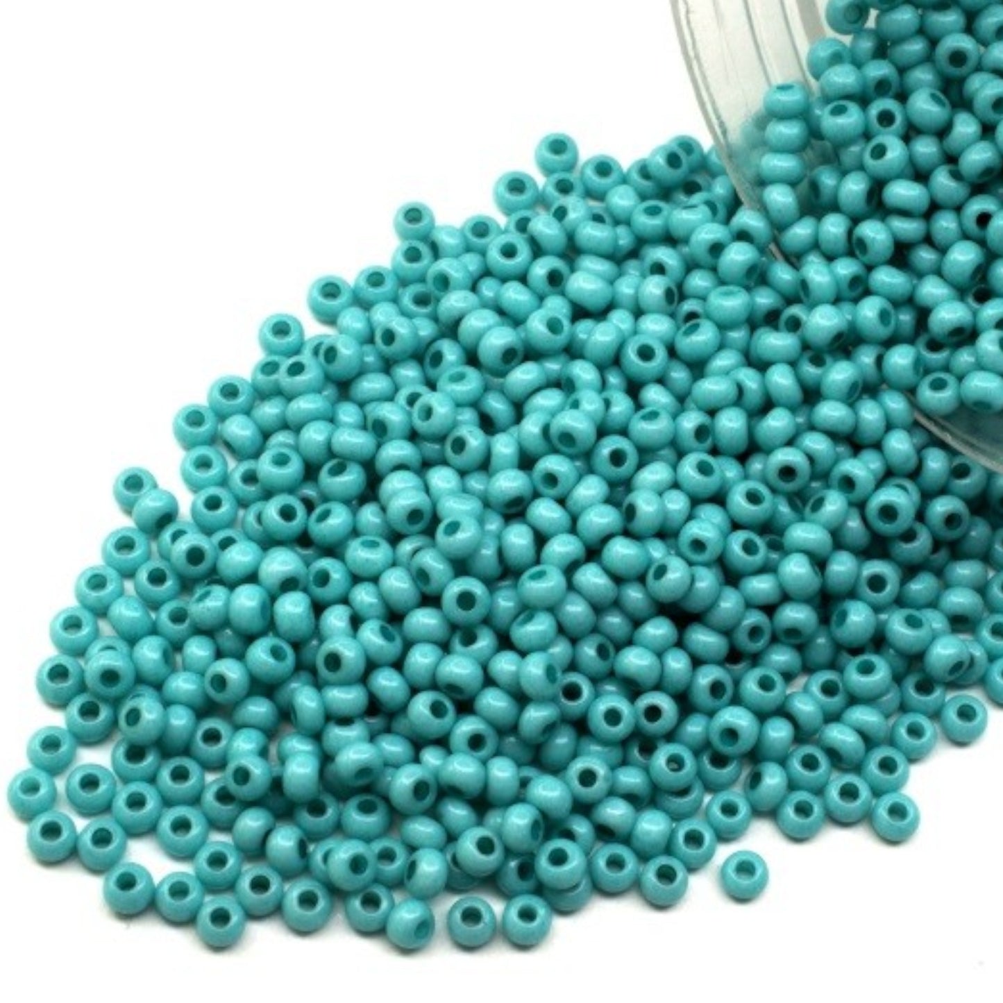 03665 Czech seed beads PRECIOSA round 10/0 turquoise. Chalk - Solgel Dyed.