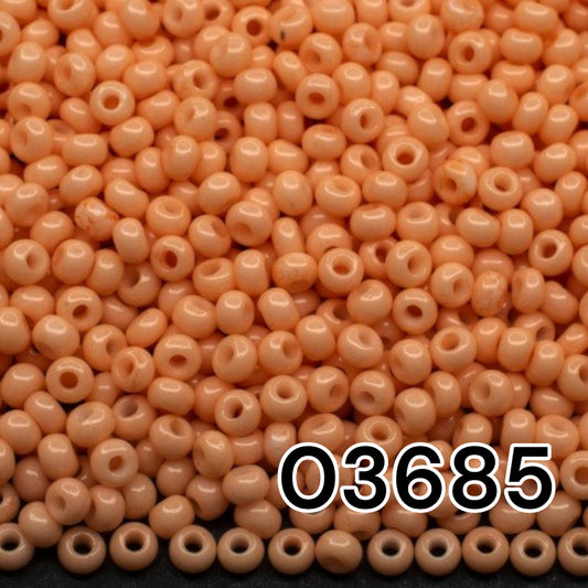 10/0 03685 Preciosa Seed Beads. Peach orange chalk - Solgel dyed.