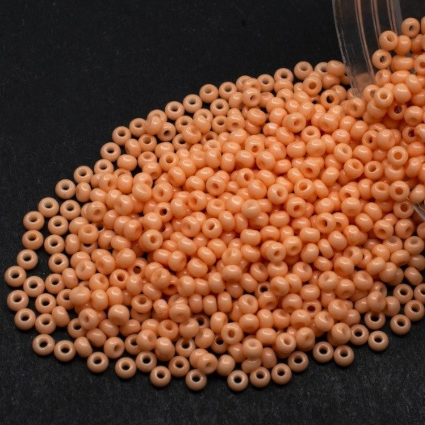 03685 Czech seed beads PRECIOSA round 10/0 peach orange. Chalk - Solgel Dyed.