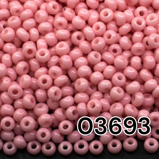 10/0 03693 Preciosa Seed Beads. Pink chalk - Solgel dyed.