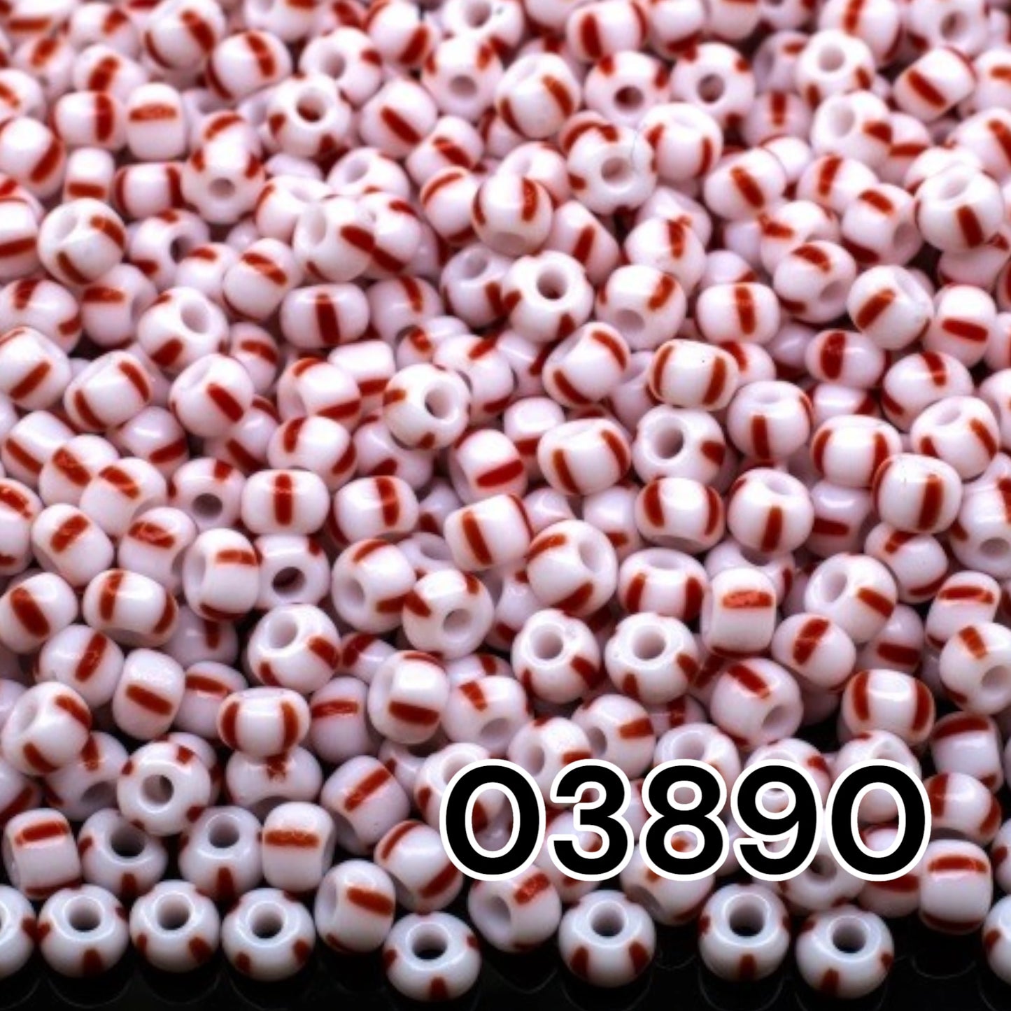 6/0 03890 Preciosa Cuentas de Semilla (Abalorios / Mostacillas) Checas de Vidrio Rocallas 4.1mm. Opaco Rojo a Rayas.