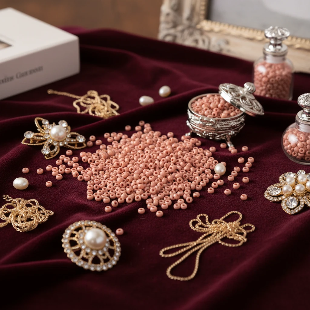 10/0 07331 Preciosa Çek Camı Kum Boncuğu Rocaille Boncuk 2.3mm. Rose Terra Boyalı.