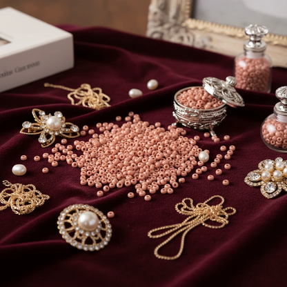 10/0 07331 Preciosa Çek Camı Kum Boncuğu Rocaille Boncuk 2.3mm. Rose Terra Boyalı.