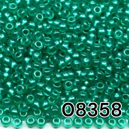 08358 Czech seed beads PRECIOSA Rocailles 10/0 turquoise. Crystal - Terra Pearl.