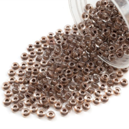 6/0 08A19 Preciosa Czech Glass Mărgele Rocaille 4.1mm. Crystal terra intensive dark brown lining.