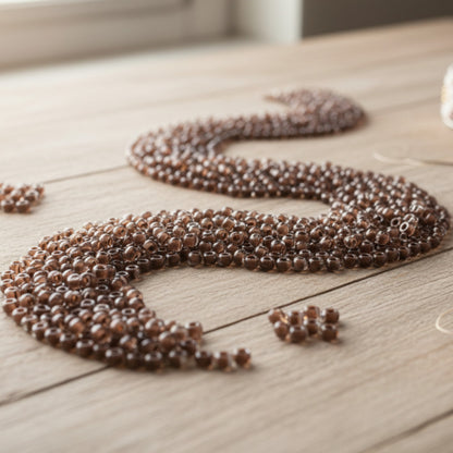 10/0 08A19 Preciosa Czech Glass Seed Beads Rocailles 2.3mm. Terra Intensiv Lined - Brown.