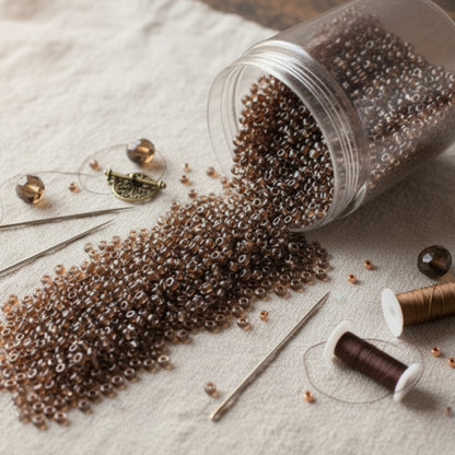 10/0 08A19 Preciosa Czech Glass Seed Beads Rocailles 2.3mm. Terra Intensiv Lined - Brown.