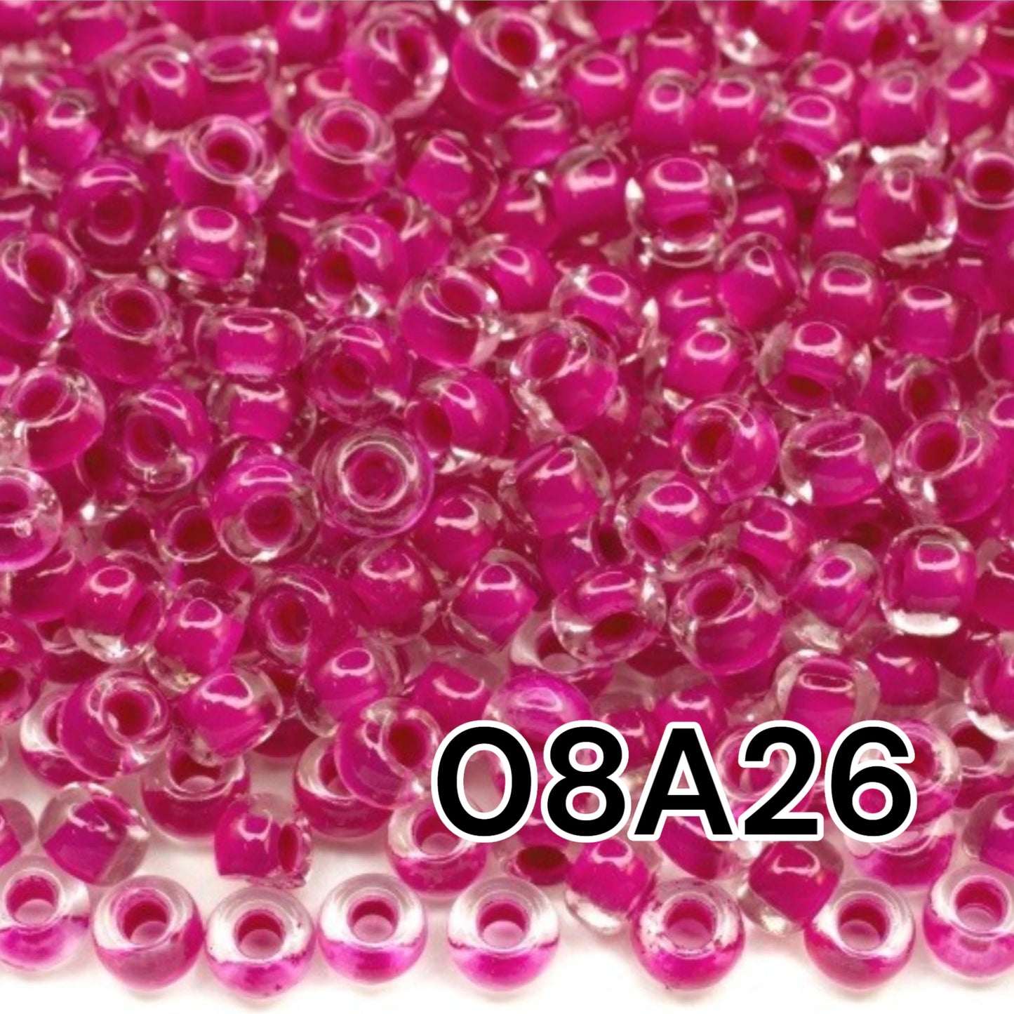 6/0 08A26 Preciosa Çek Camı Kum Boncuğu Rocaille Boncuk 4.1mm. Kristal terra yoğun pembe astar.