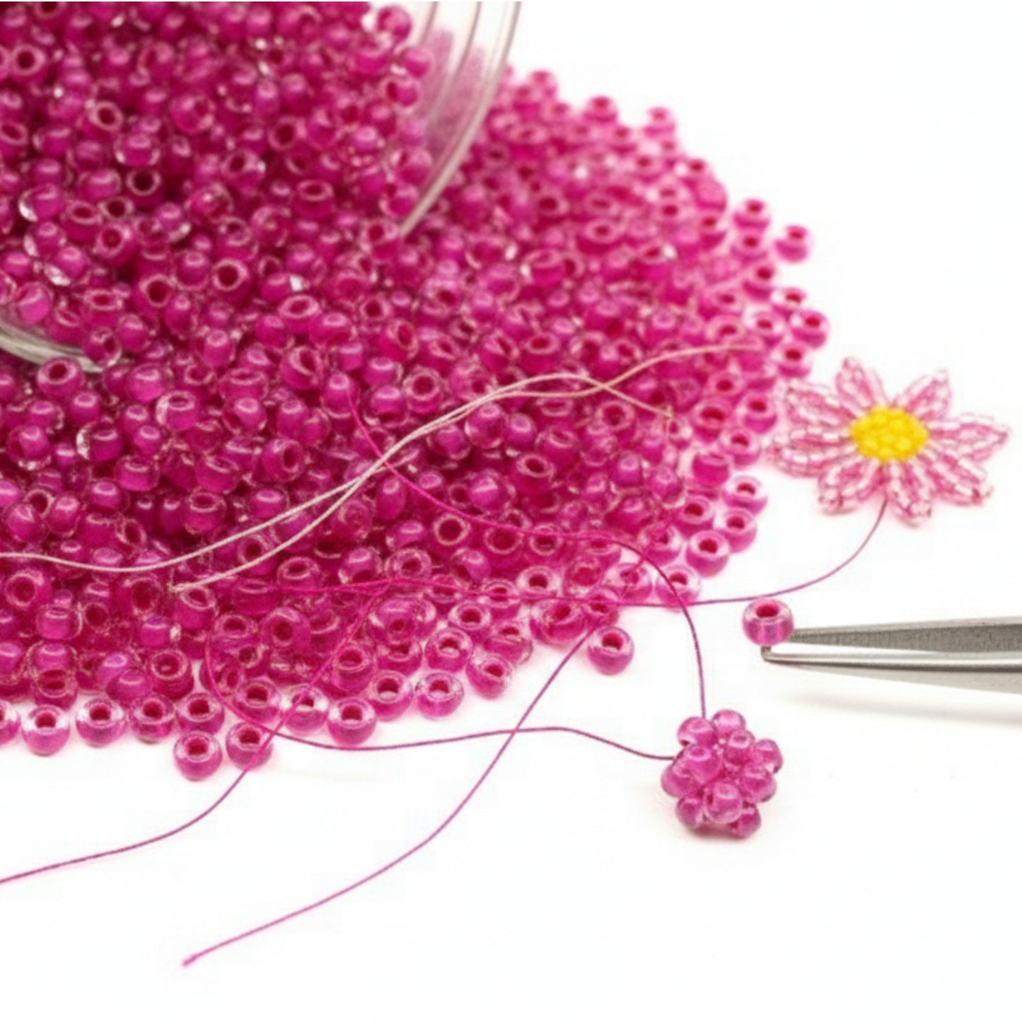 10/0 08A26 Preciosa Czech Glass Seed Beads Rocailles 2.3mm. Terra Intensiv Lined - Pink.