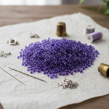 10/0 08A28 Preciosa Czech Glass Seed Beads Rocailles 2.3mm. Terra Intensiv Lined - Purple.