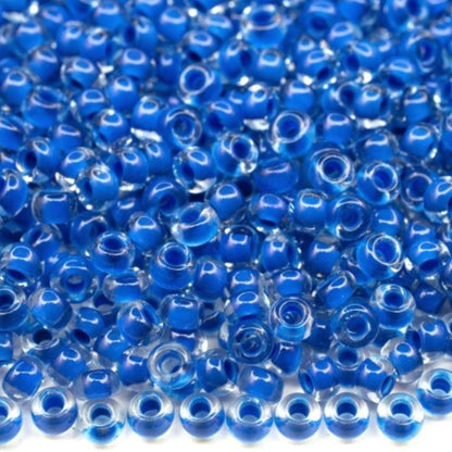 10/0 08A38 Perles de Verre Tchèques Preciosa de Rocaille 2.3mm. Terra Intensiv Lined - Bleu.