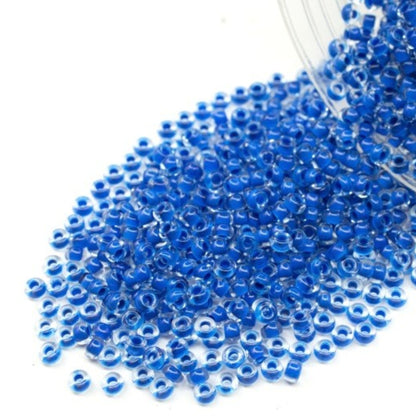 10/0 08A38 Perles de Verre Tchèques Preciosa de Rocaille 2.3mm. Terra Intensiv Lined - Bleu.
