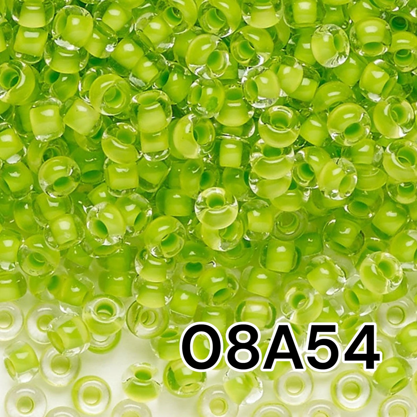 6/0 08A54 Preciosa Czech Glass Koraliki Rocailles 4.1mm. Kryształ terra intensywna zielona powłoka.