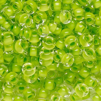 6/0 08A54 Preciosa Czech Glass Koraliki Rocailles 4.1mm. Kryształ terra intensywna zielona powłoka.