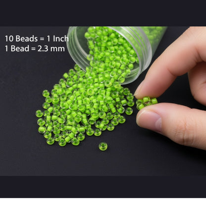 10/0 08A54 Preciosa Cseh Üveg Magtartalmú Gyöngyök (Kásagyöngy) Rocailles 2.3mm. Terra Intensiv Lined - Zöld.