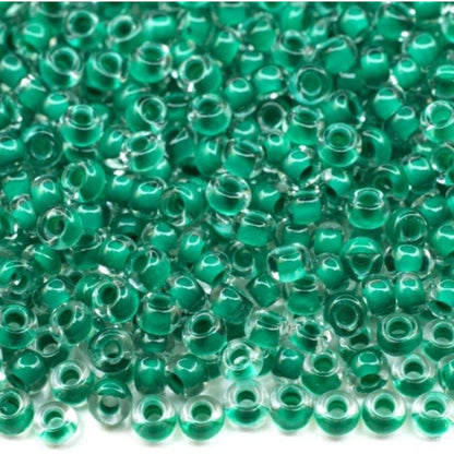10/0 08A58 Preciosa Czech Glass Seed Beads Rocailles 2.3mm. Terra Intensiv Lined - Green.