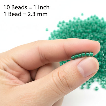 10/0 08A58 Preciosa Czech Glass Seed Beads Rocailles 2.3mm. Terra Intensiv Lined - Green.