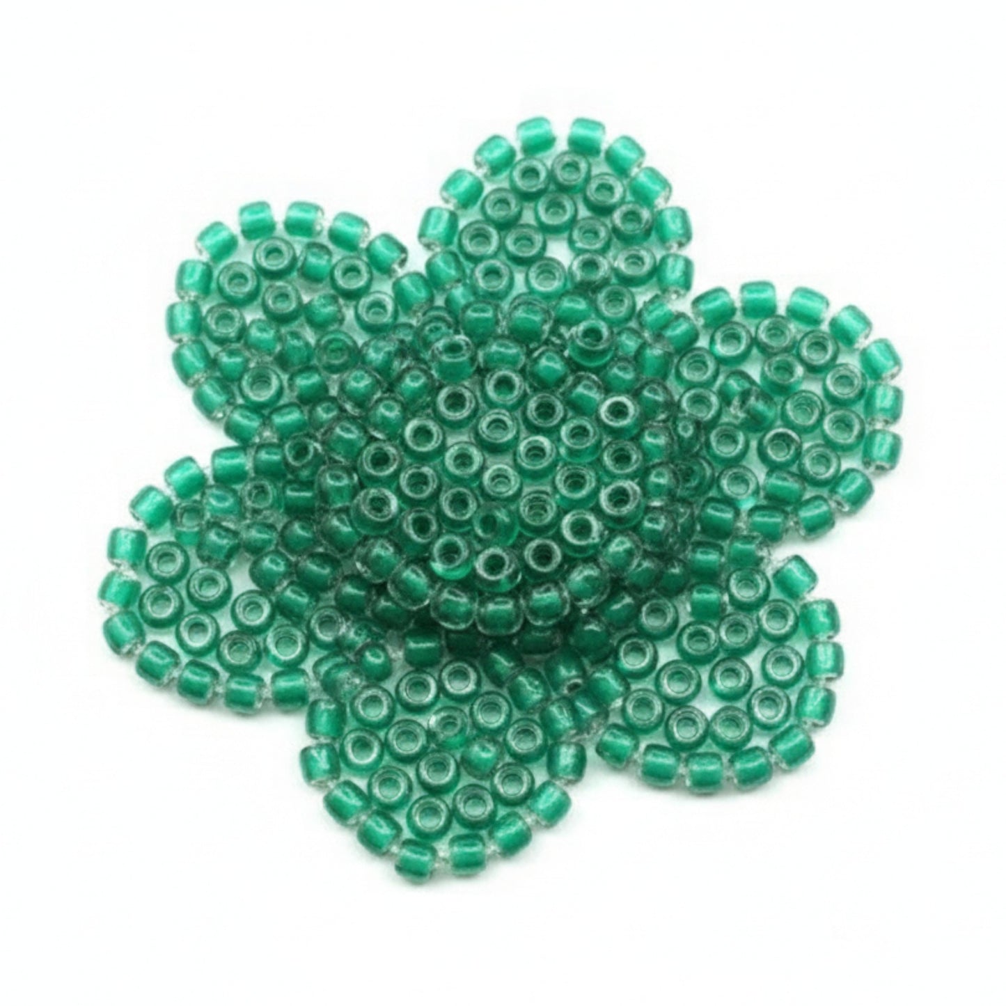 10/0 08A58 Preciosa Czech Glass Seed Beads Rocailles 2.3mm. Terra Intensiv Lined - Green.