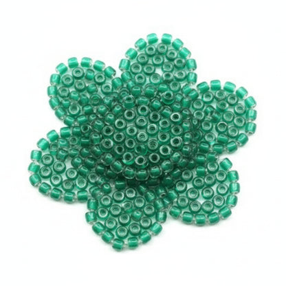 10/0 08A58 Preciosa Czech Glass Seed Beads Rocailles 2.3mm. Terra Intensiv Lined - Green.