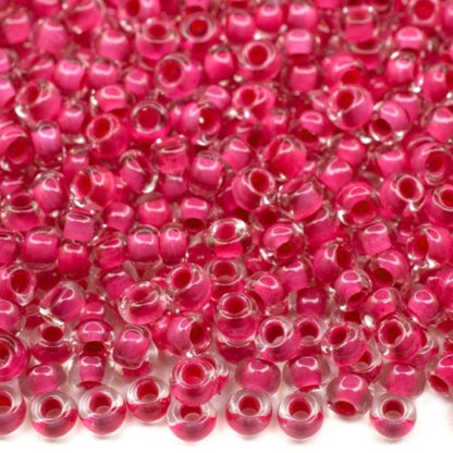 10/0 08A77 Preciosa Czech Glass Seed Beads Rocailles 2.3mm. Terra Intensiv Lined - Pink.