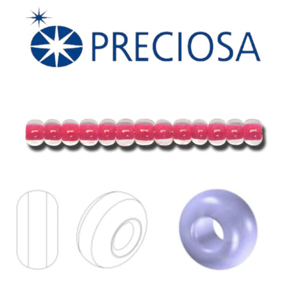 10/0 08A77 Preciosa Czech Glass Seed Beads Rocailles 2.3mm. Terra Intensiv Lined - Pink.