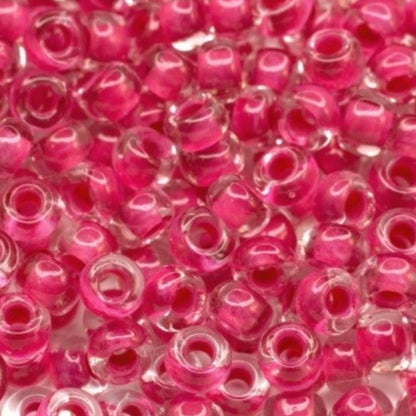 6/0 08A77 Preciosa Tsjekkiske glass små perler Rocailleperler 4.1mm. Krystall terra intensiv rosa fôr.
