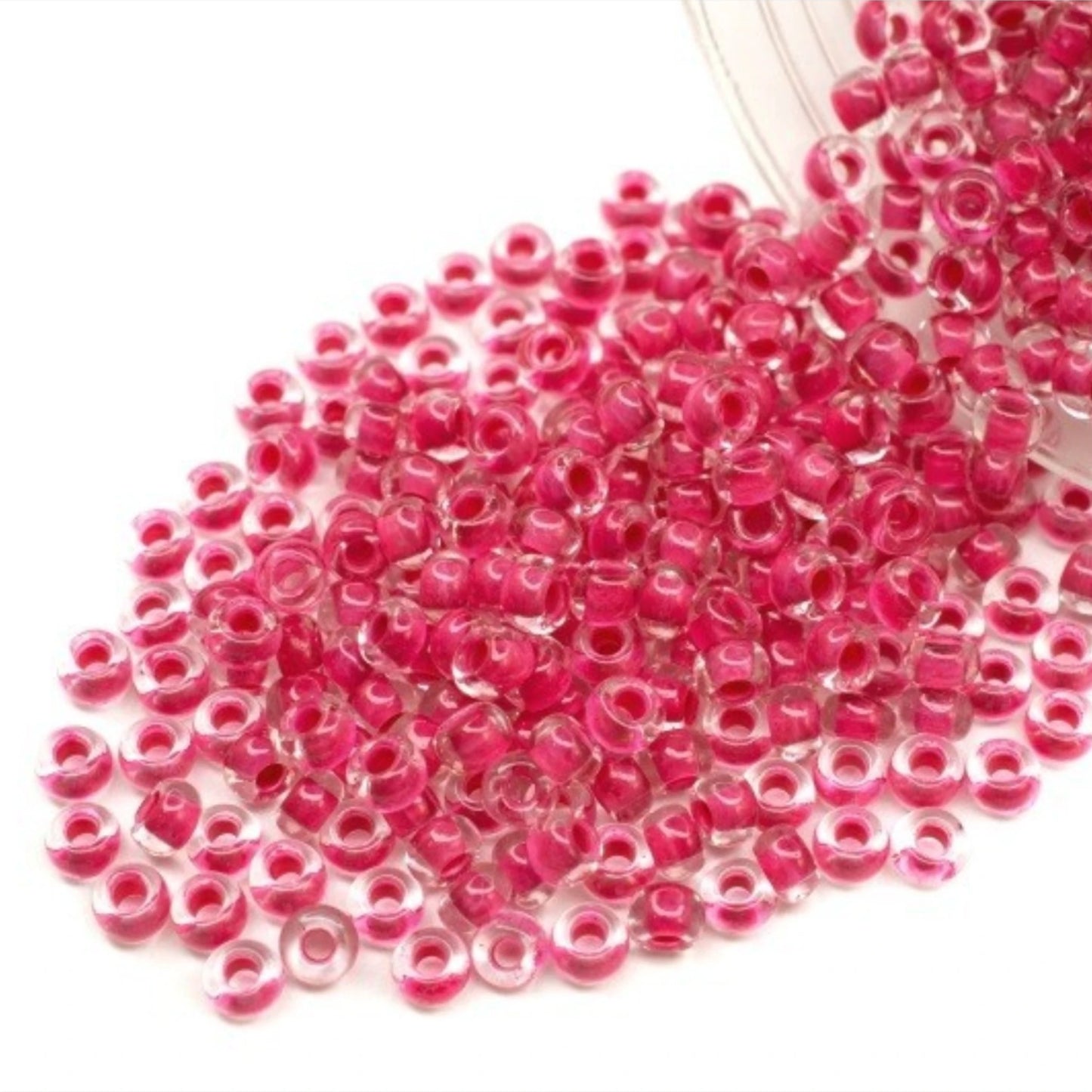 6/0 08A77 Preciosa Tsjekkiske glass små perler Rocailleperler 4.1mm. Krystall terra intensiv rosa fôr.