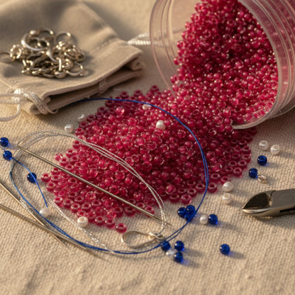 10/0 08A77 Preciosa Czech Glass Seed Beads Rocailles 2.3mm. Terra Intensiv Lined - Pink.
