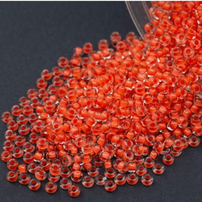 10/0 08A91 Preciosa Czech Glass Seed Beads Rocailles 2.3mm. Terra Intensiv Lined - Orange.