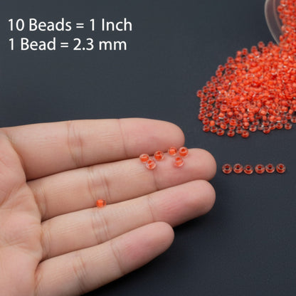 10/0 08A91 Preciosa Czech Glass Seed Beads Rocailles 2.3mm. Terra Intensiv Lined - Orange.