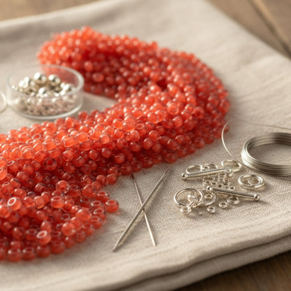 10/0 08A91 Preciosa Czech Glass Seed Beads Rocailles 2.3mm. Terra Intensiv Lined - Orange.