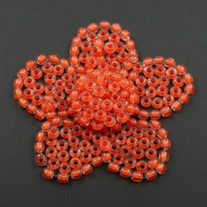 10/0 08A91 Preciosa Czech Glass Seed Beads Rocailles 2.3mm. Terra Intensiv Lined - Orange.
