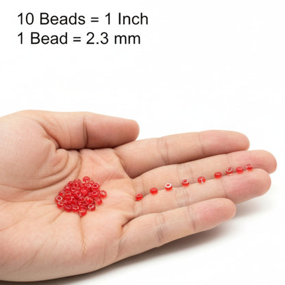 10/0 08A98 Preciosa Czech Glass Seed Beads Rocailles 2.3mm. Terra Intensiv Lined - Red.