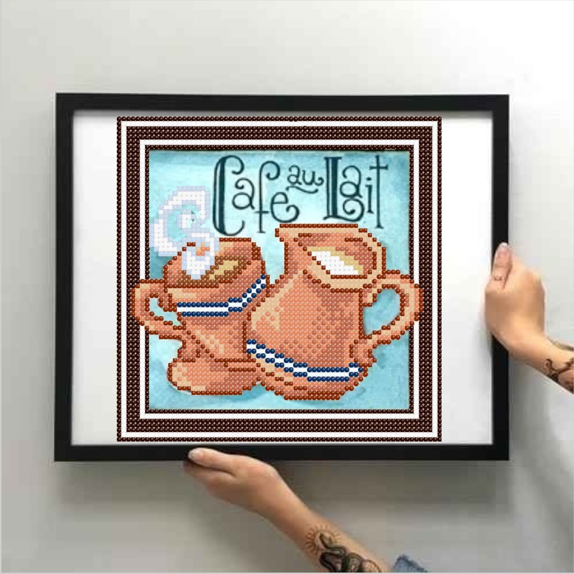 DIY Bead embroidery kit "Coffee with cream". Size: 6.3 - 6.3in (16 - 16cm). - VadymShop