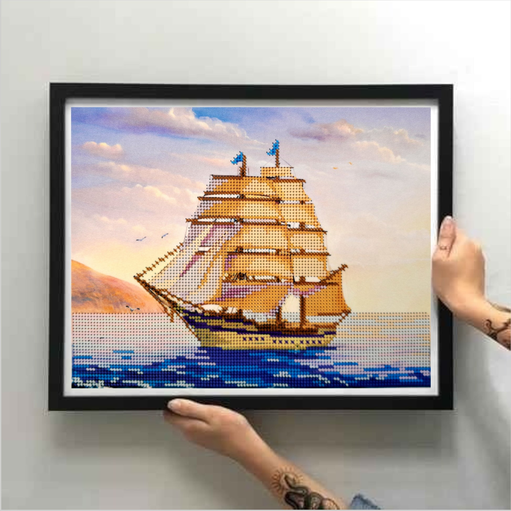 DIY Bead embroidery kit "Sailboat". size: 9.8 - 7.9in (25.9 - 20.3cm). - VadymShop
