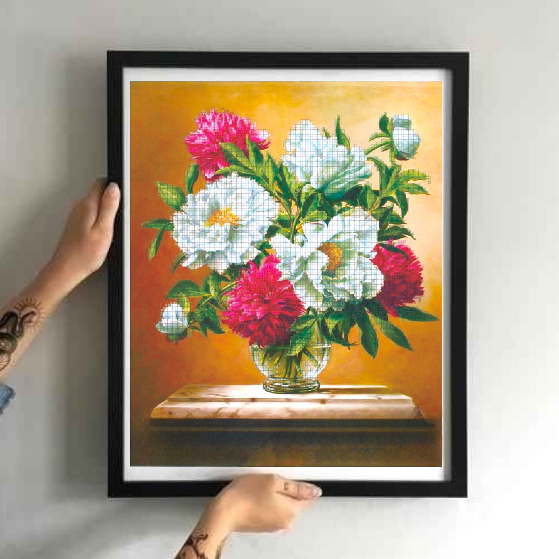 DIY Bead embroidery kit "Peonies". Size: 11.4 - 13.3 in (29 - 34.5 cm) - VadymShop