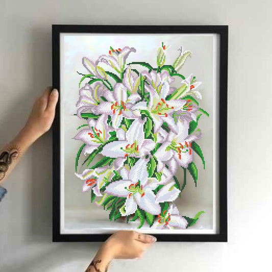 Bead embroidery kit "White lilies". Home decor. - VadymShop