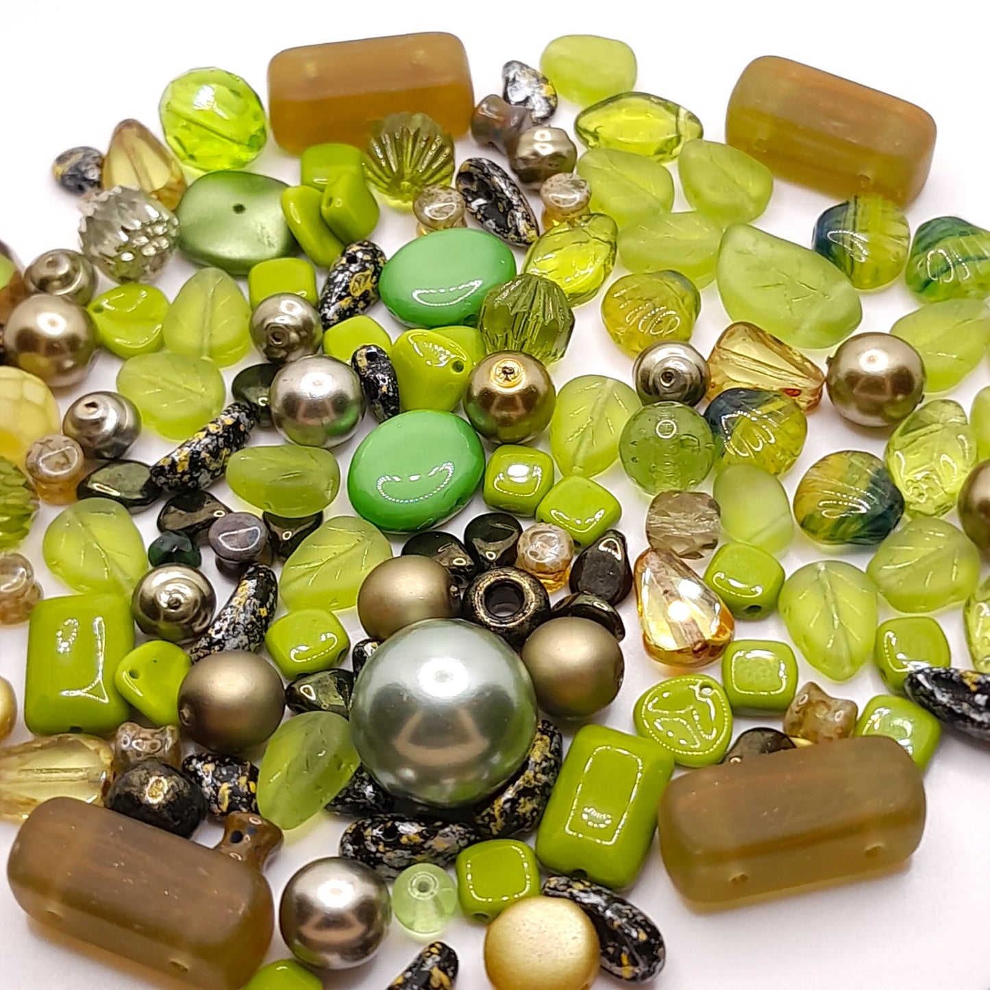 PRECIOSA czech beads "Olive Green" for making bracelets, necklaces, earrings and other jewelry. - VadymShop