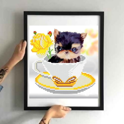 DIY Bead embroidery kit  "Puppy in a cup". Size: 6.3 - 6.7 in (16 - 17cm) - VadymShop