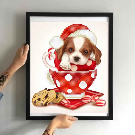 DIY Bead embroidery kit  "Puppy in a cup". Size: 5.9 - 7.5 in (15 - 19cm) - VadymShop