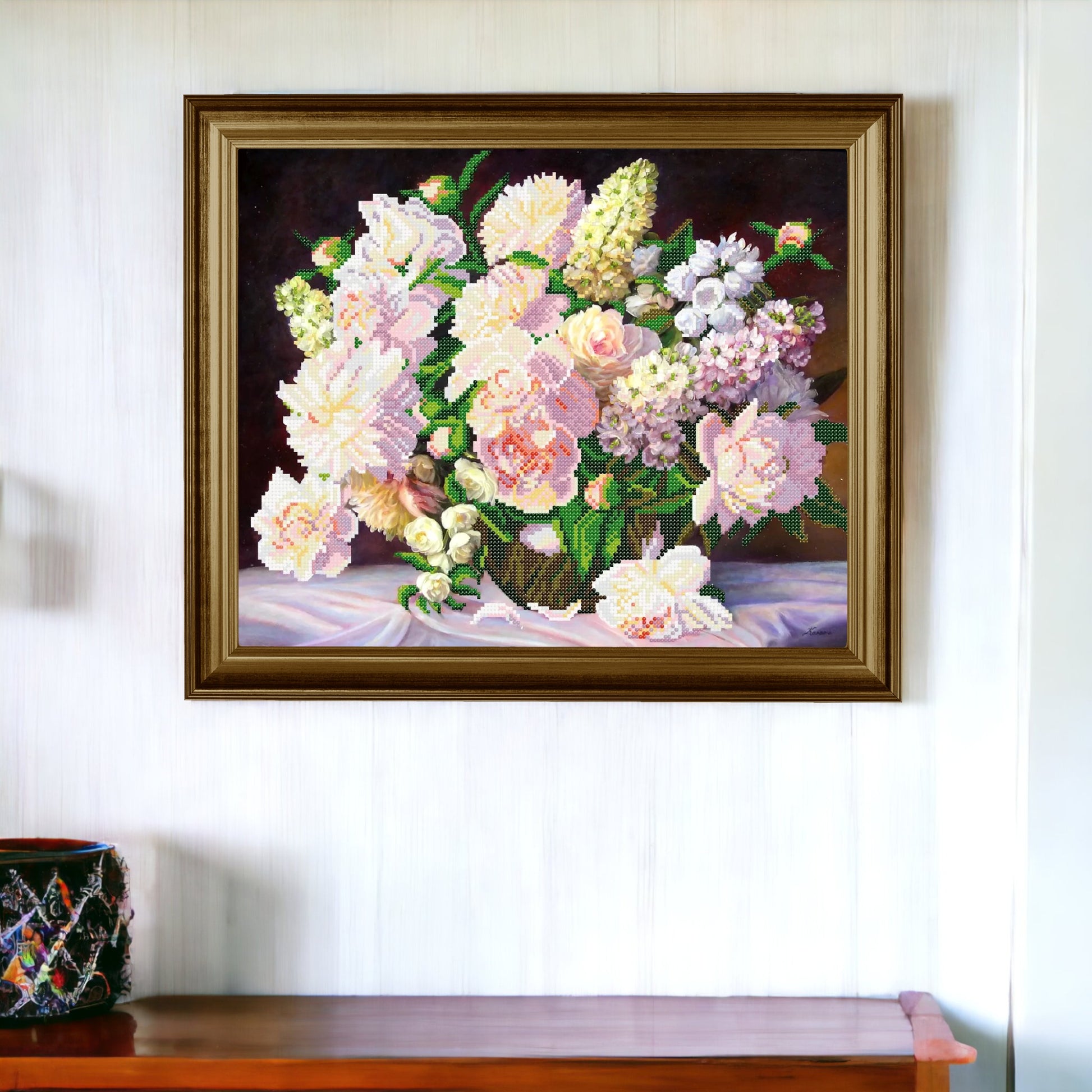 DIY Bead embroidery kit  ''Fragrant peonies". Size: 15.4 - 12.6 in (39 - 32cm) - VadymShop