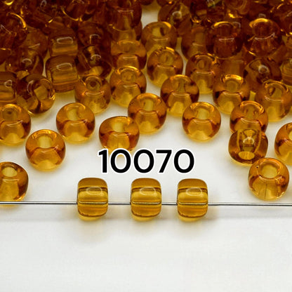 2/0 10070 Preciosa Czech Glass Seed Beads Rocailles 6.1mm. Yellow Brown Transparent natural.
