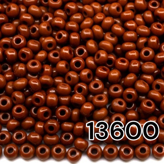 10/0 13600 Preciosa Seed Beads. Opaque brown.