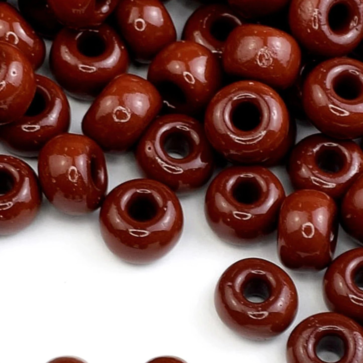 2/0 13600 Preciosa Czech Glass Seed Beads Rocailles 6.1mm. Brown Opaque natural.