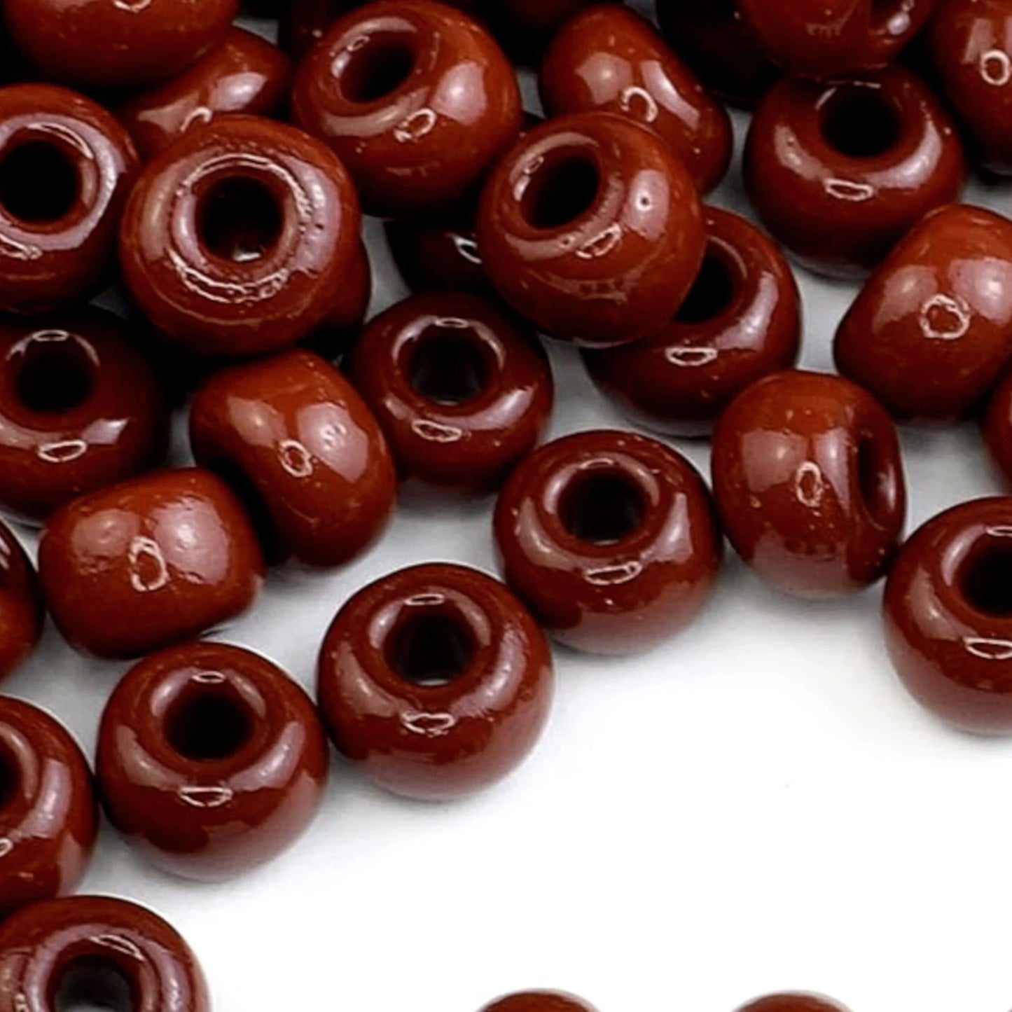 2/0 13600 Preciosa Czech Glass Seed Beads Rocailles 6.1mm. Brown Opaque natural.