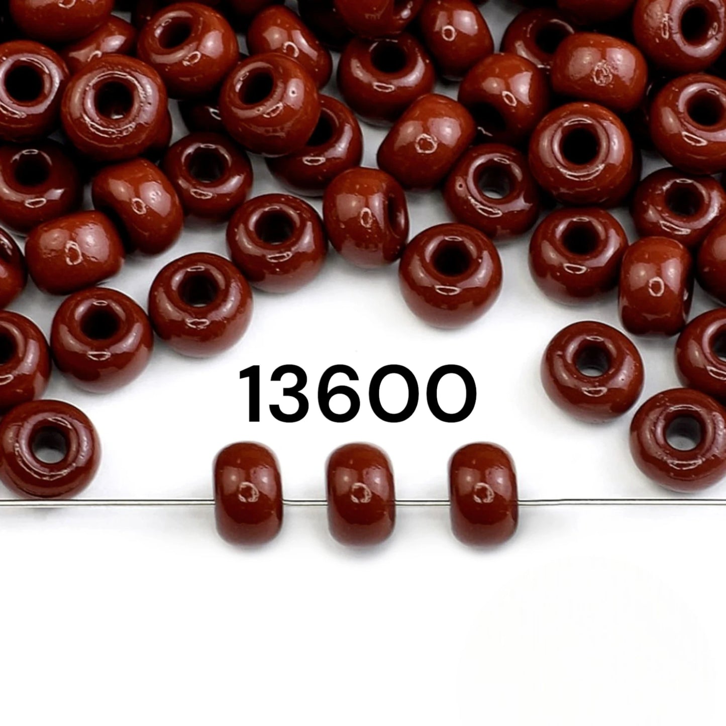 2/0 13600 Preciosa Czech Glass Seed Beads Rocailles 6.1mm. Brown Opaque natural.