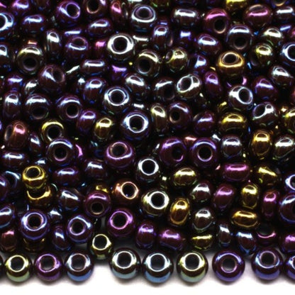 10/0 14780 Preciosa Czech Glass Seed Beads Rocailles 2.3mm. Opaque rainbow brown "tango".